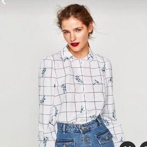 Zara woman button down shirt floral print size L coquete girl, cotagecore.
